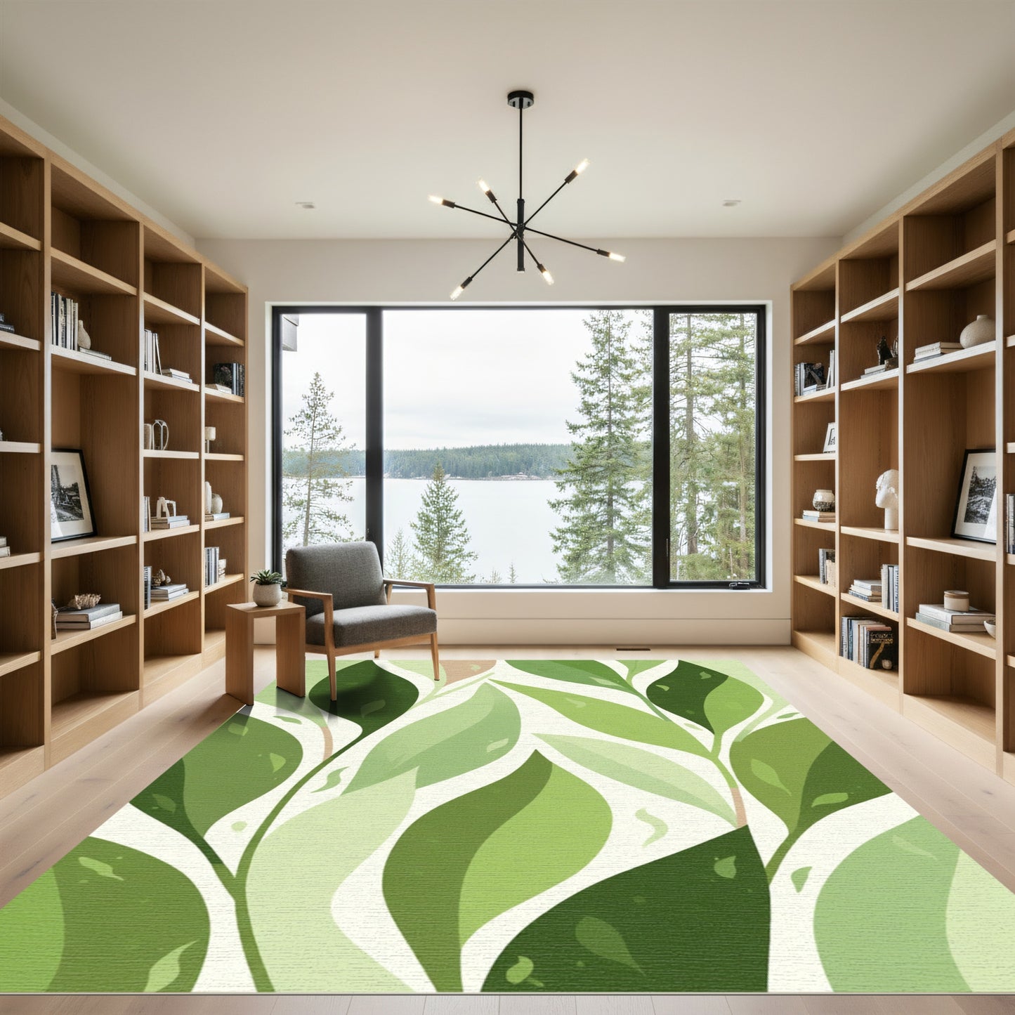 Various Green Leaves Lush Background Rug