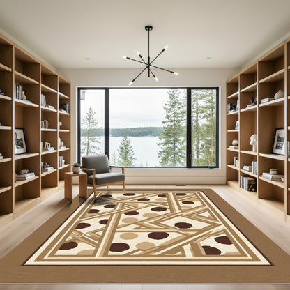Brown Geometric Polka Dot Abstract Shapes Rug