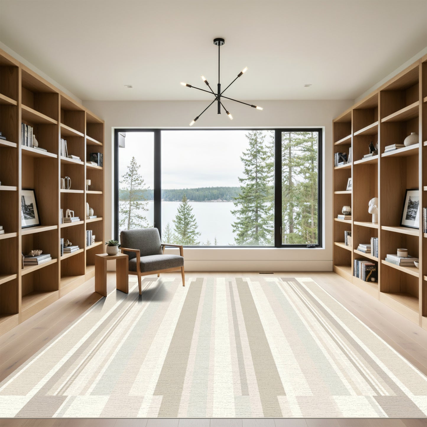 Neutral Earth Tone Vertical Stripes Rug