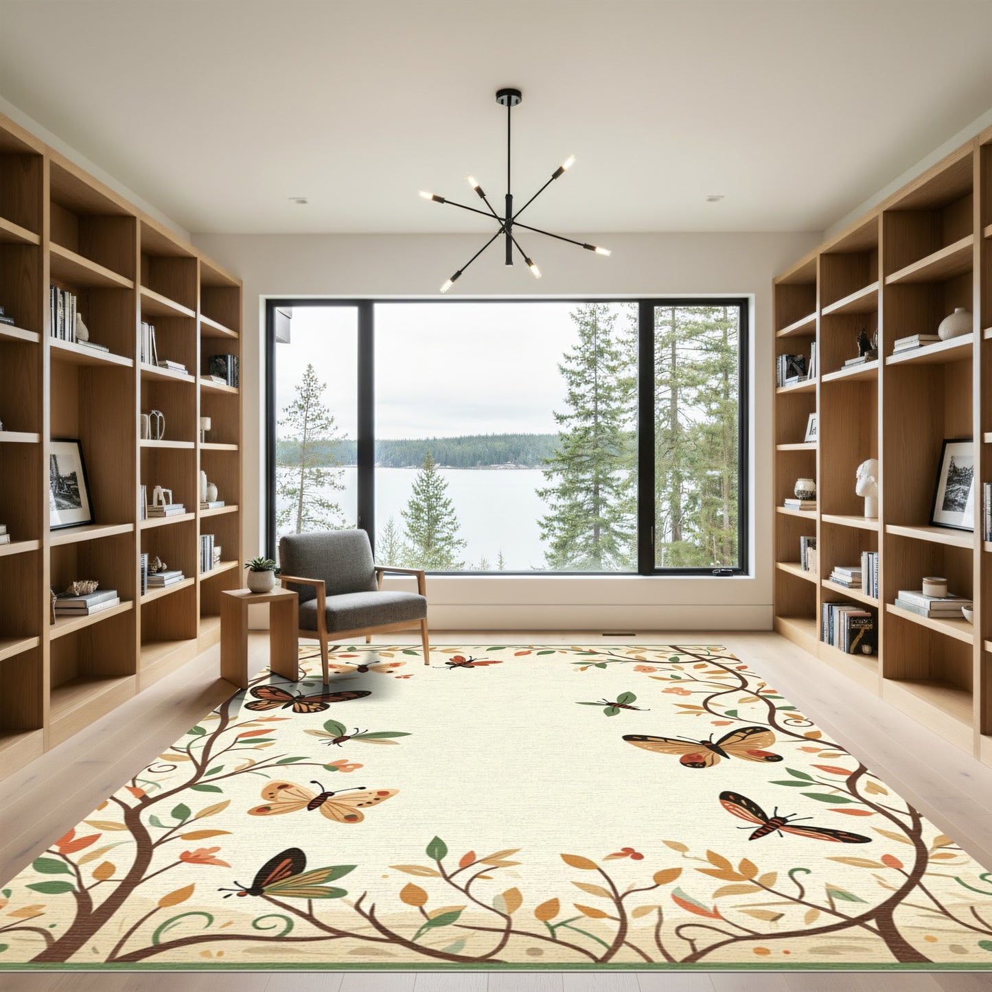 Whimsical Butterfly Garden Branches Rug