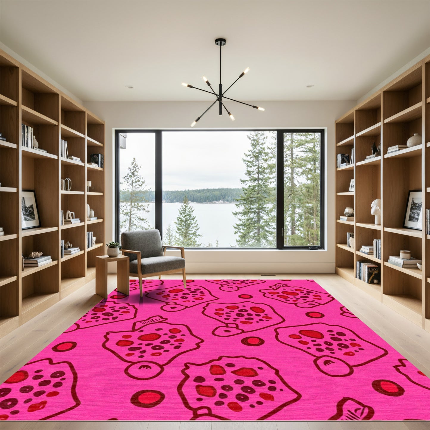 Vibrant Pink Scattered Polka Dot Forms Rug