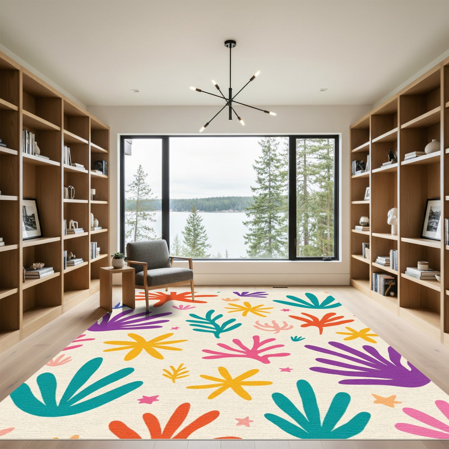 Vibrant Abstract Floral Collage Rug