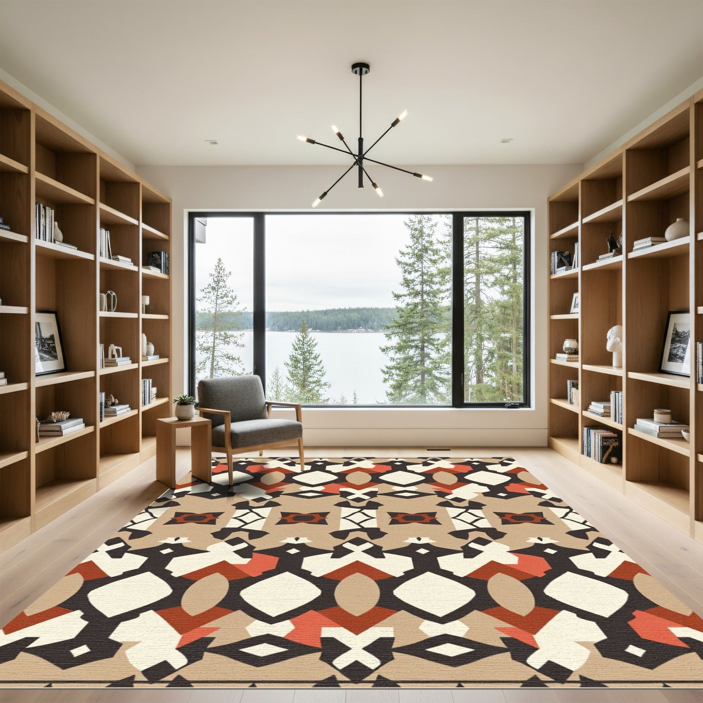 Earthy Terracotta Tribal Geometric Rug