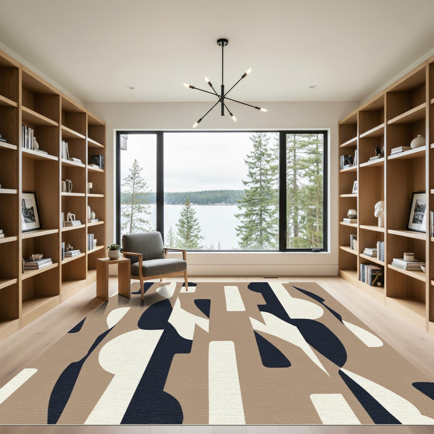 Neutral Abstract Shapes Overlap Rug