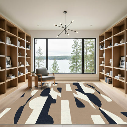 Neutral Abstract Shapes Overlap Rug