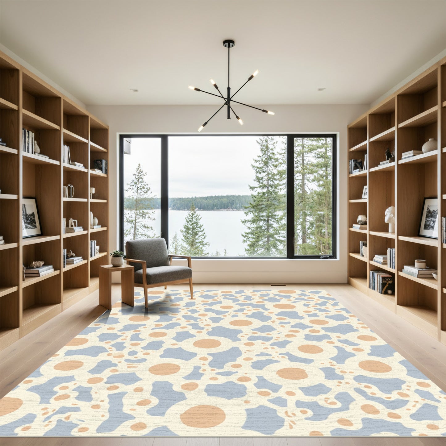 Pastel Peach Circles Interconnected Composition Rug