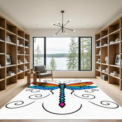 Colorful Dragonfly Swirl Art Rug
