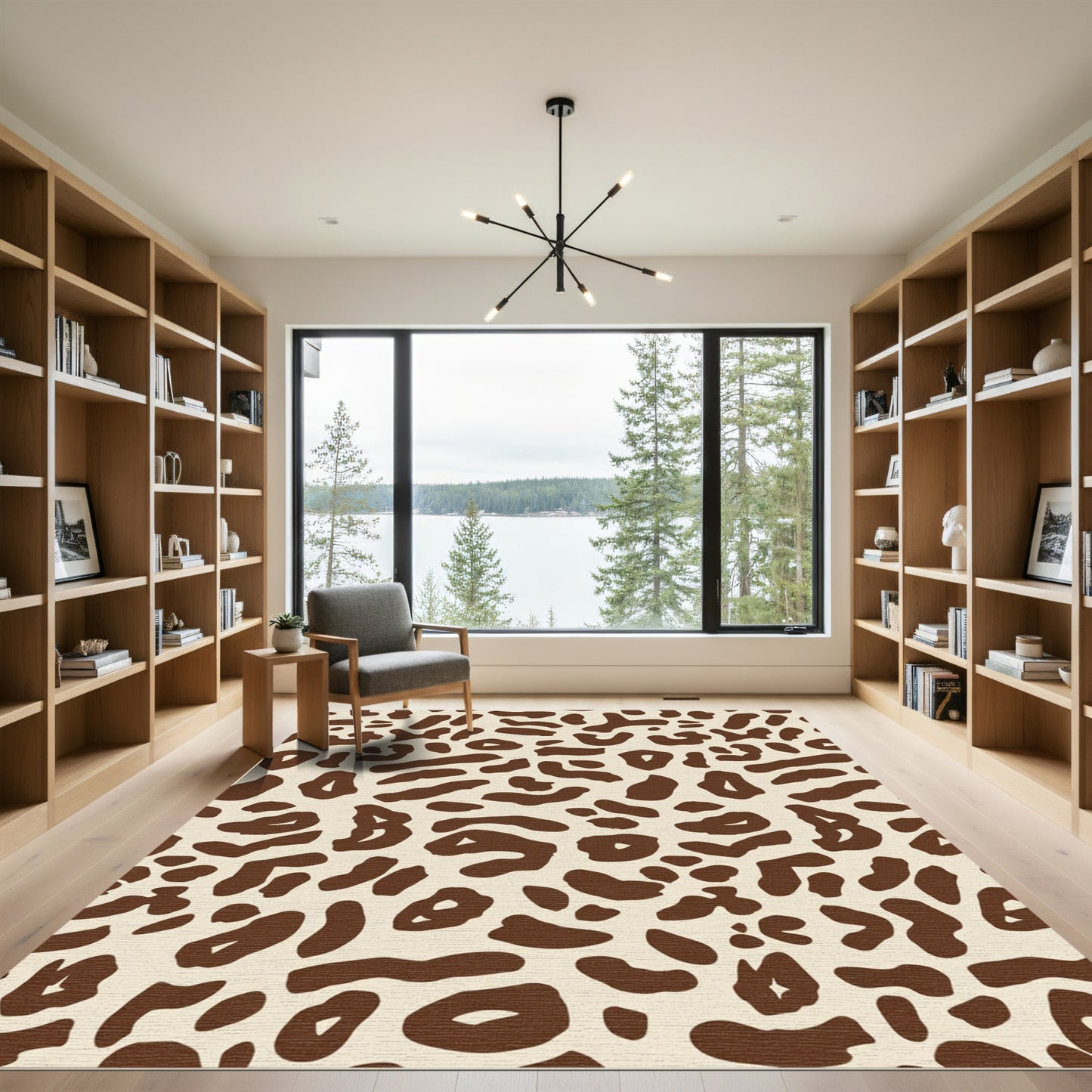 Warm Brown Cheetah Spot Rug