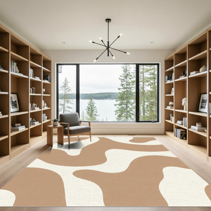 Earthy Wavy Cream Brown Flow Rug