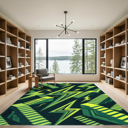 Electric Green Stairway Lightning Rug