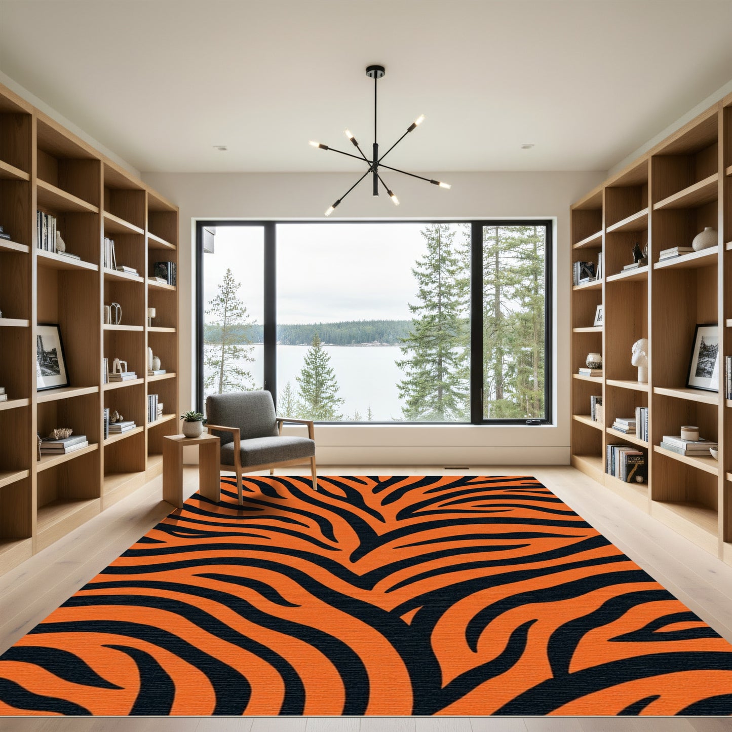 Bold Orange Black Zebra Stripe Rug