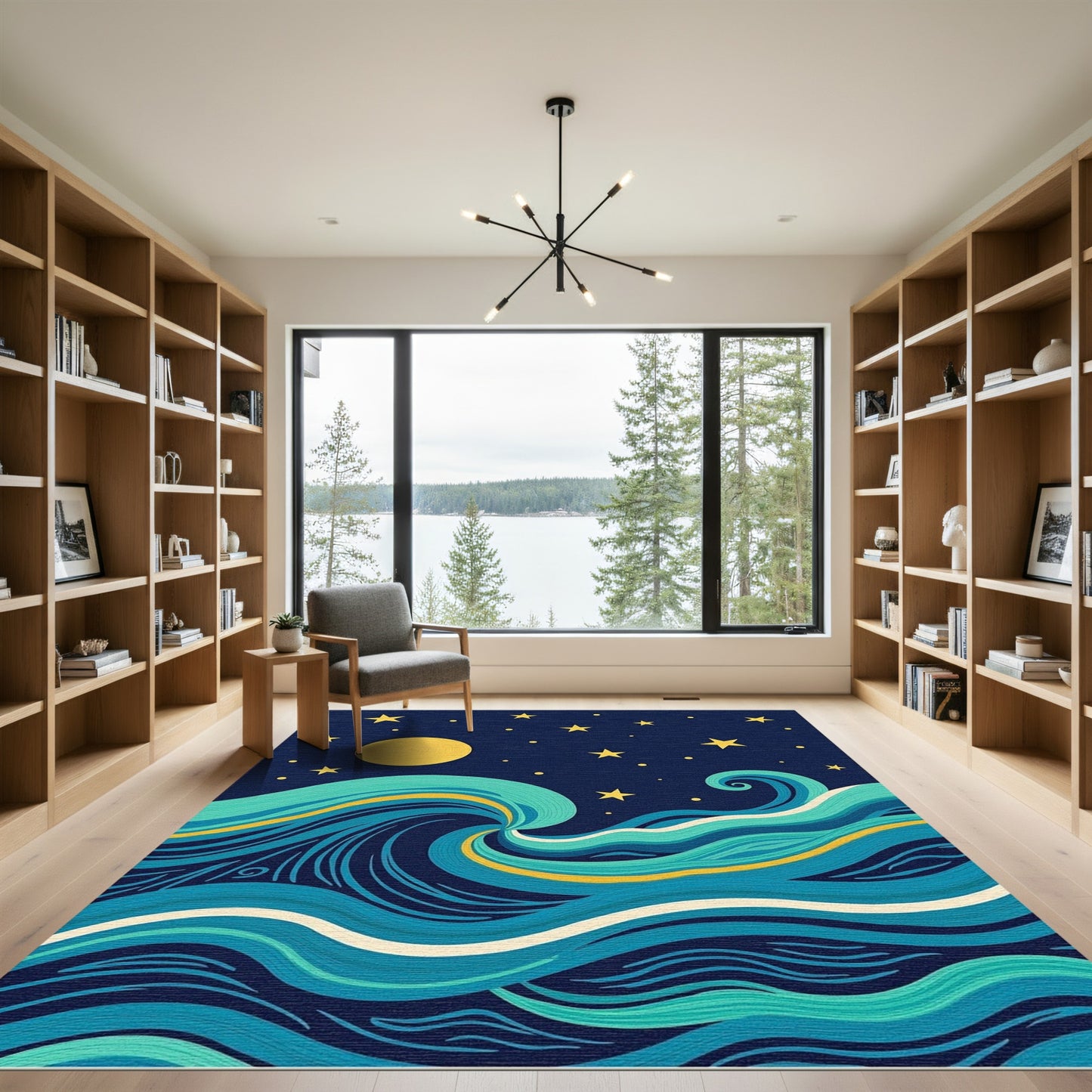 Celestial Night Sky Wave Rug