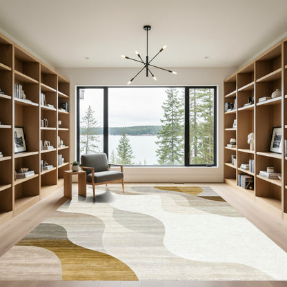 Beige Gray Fluid Wave Rug