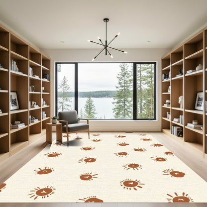 Rust Sunburst Scattered Contemporary Rug