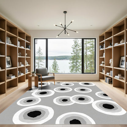 Monochrome Concentric Circles Rug