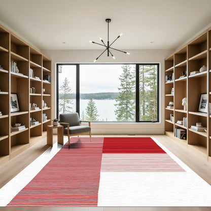 Bold Red Horizontal Stripe Collection Rug
