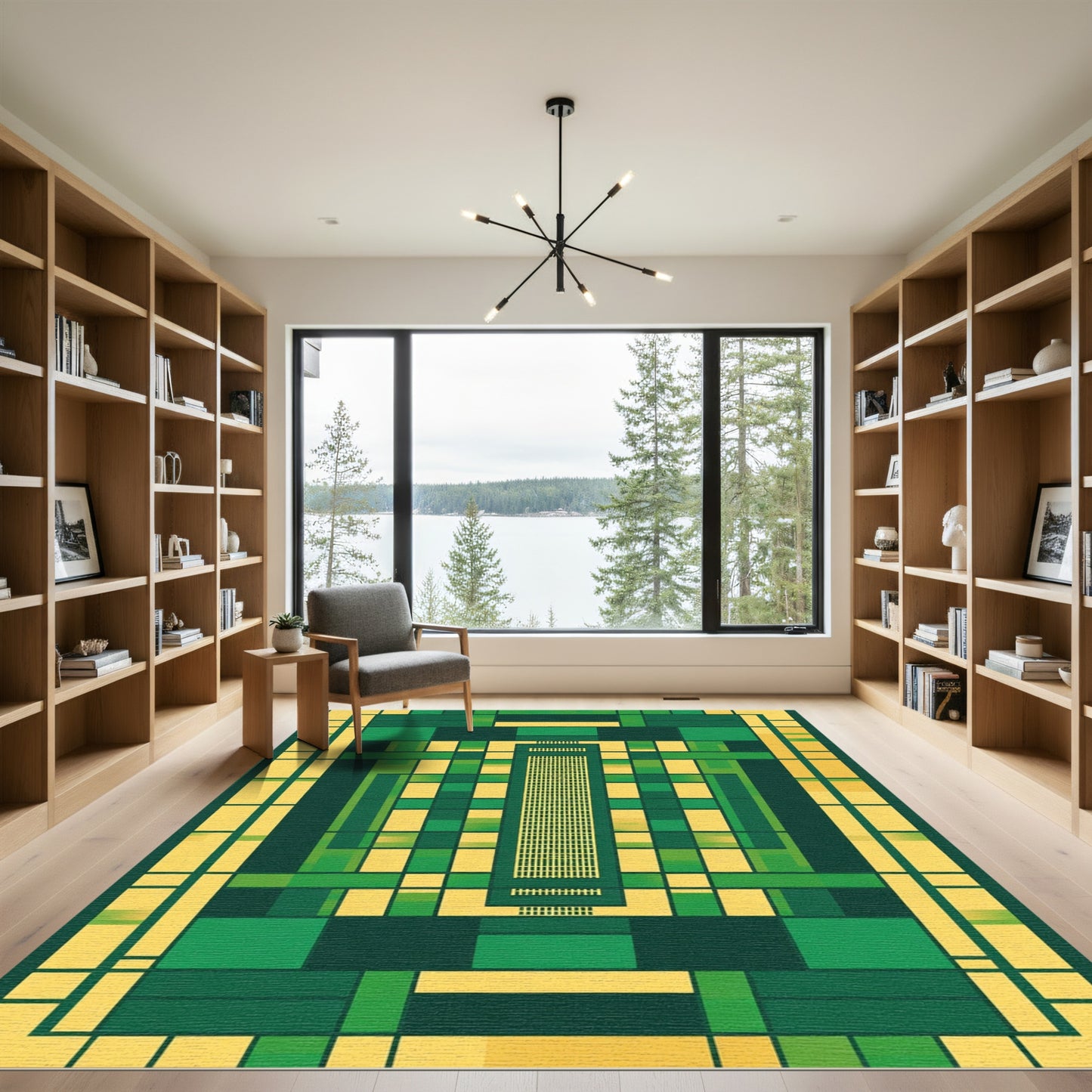 Emerald Green Geometric Window Rug