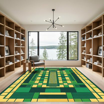 Emerald Green Geometric Window Rug