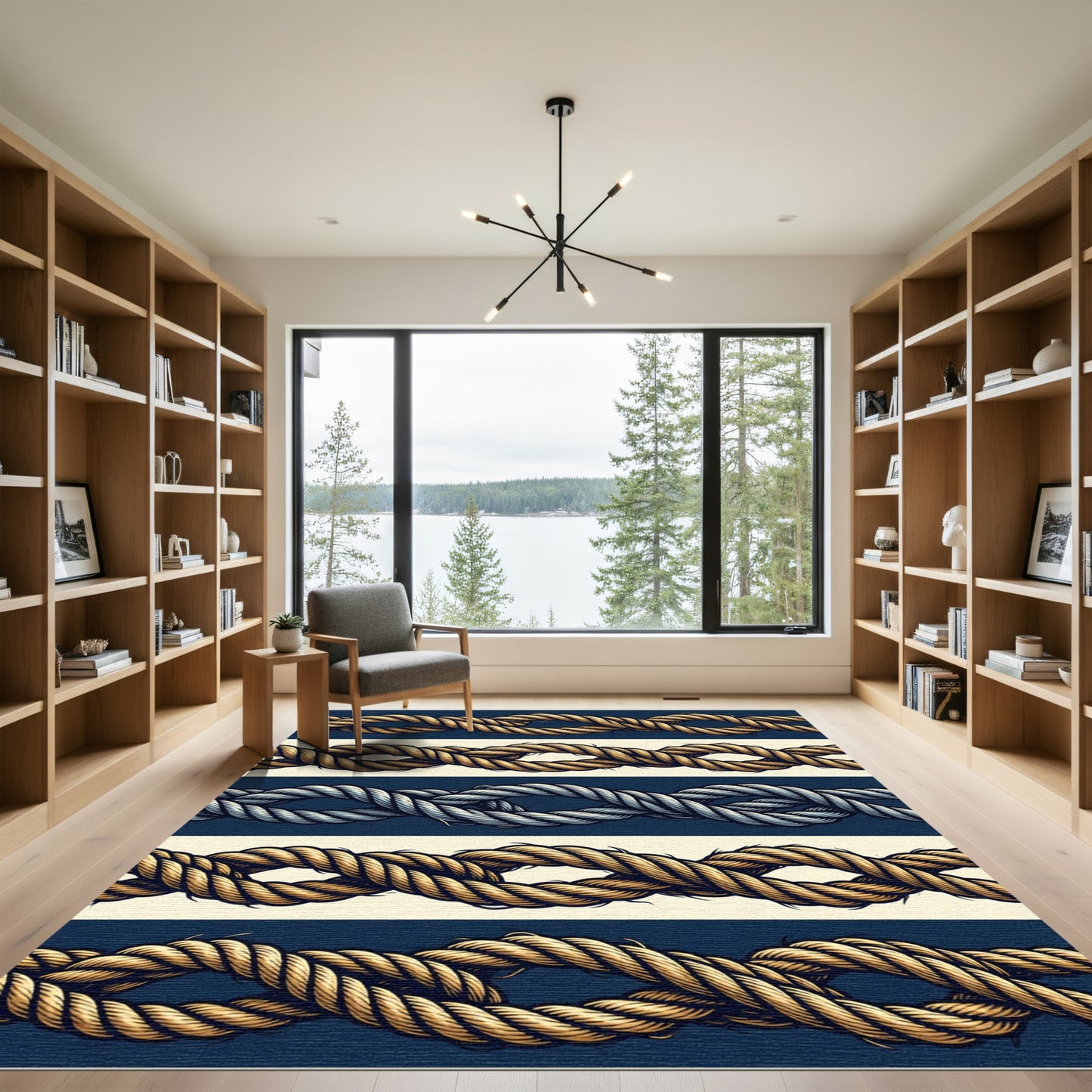 Nautical Rope Pattern Stripes Rug
