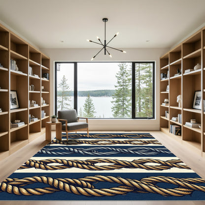 Nautical Rope Pattern Stripes Rug