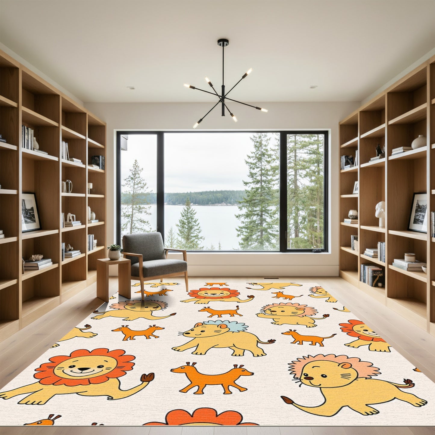 Whimsical Lion Cub Safari Friends Rug