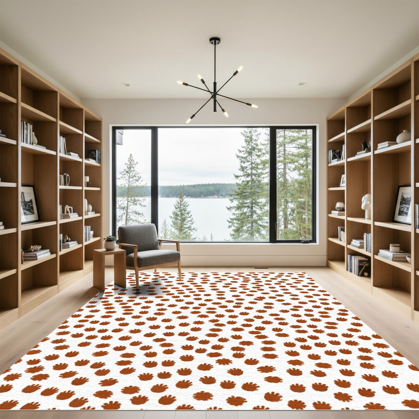 Abstract Brown Handprint Scatter Rug