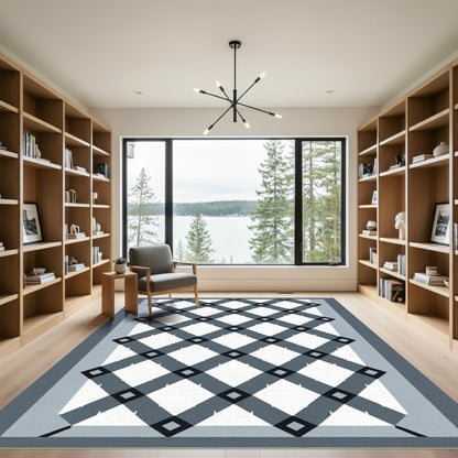 Modern Slate Diamond Lattice Rug