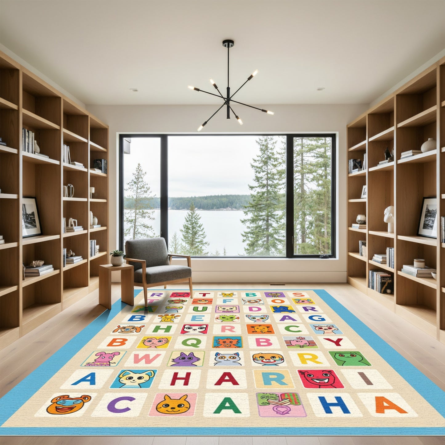Alphabet Zoo Cute Animal Faces Rug