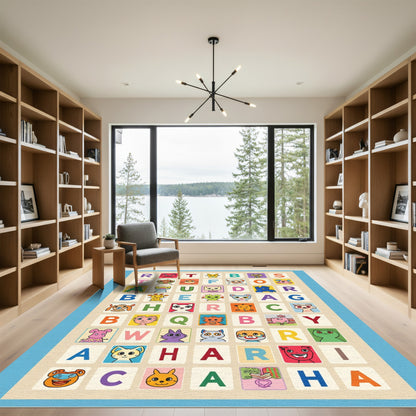 Alphabet Zoo Cute Animal Faces Rug