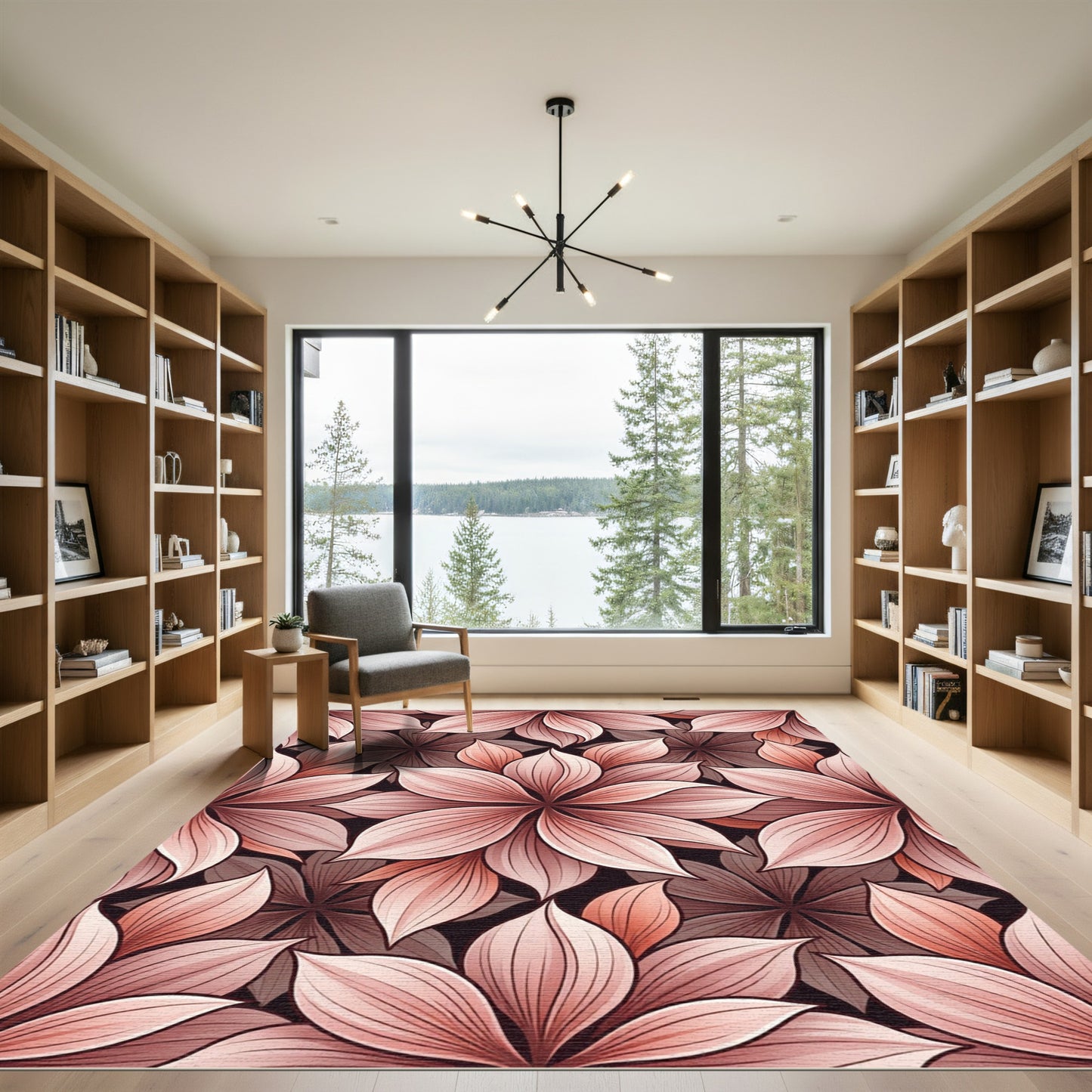 Dusty Rose Floral Petal Collage Rug