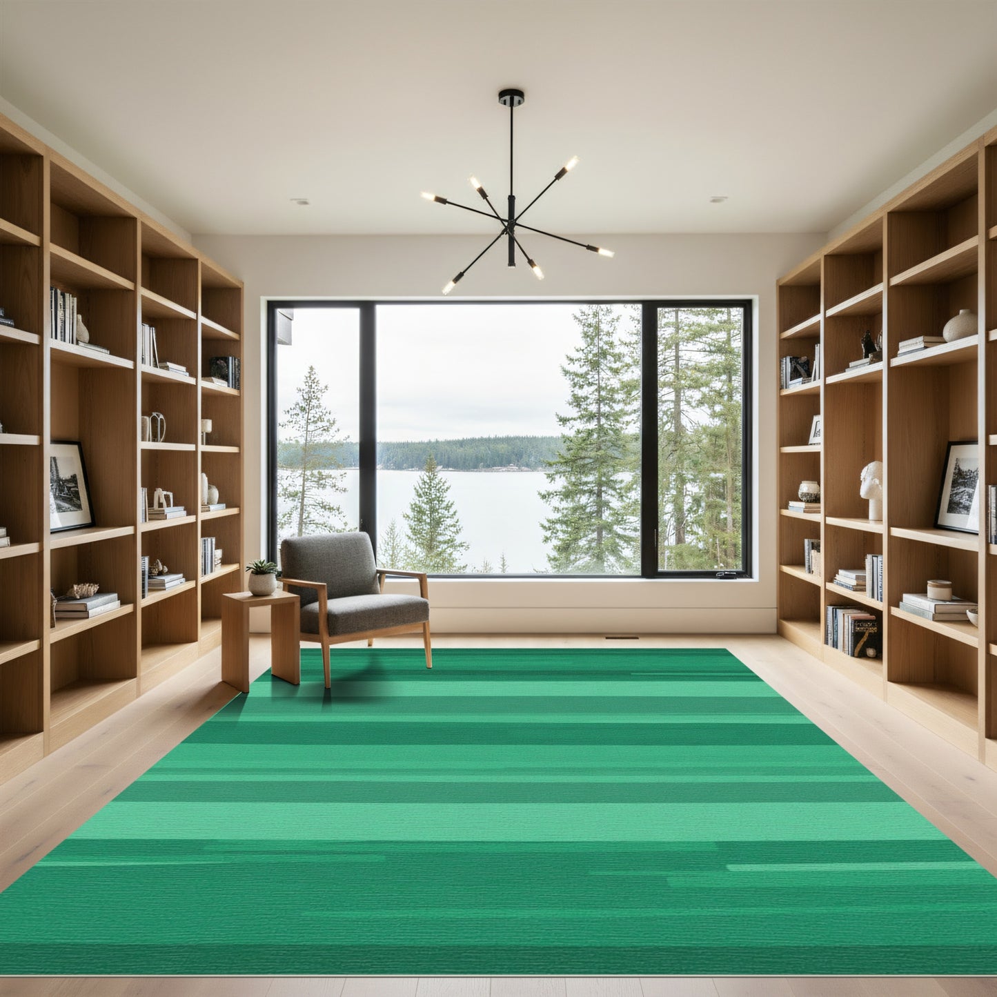 Emerald Green Horizontal Stripe Rug
