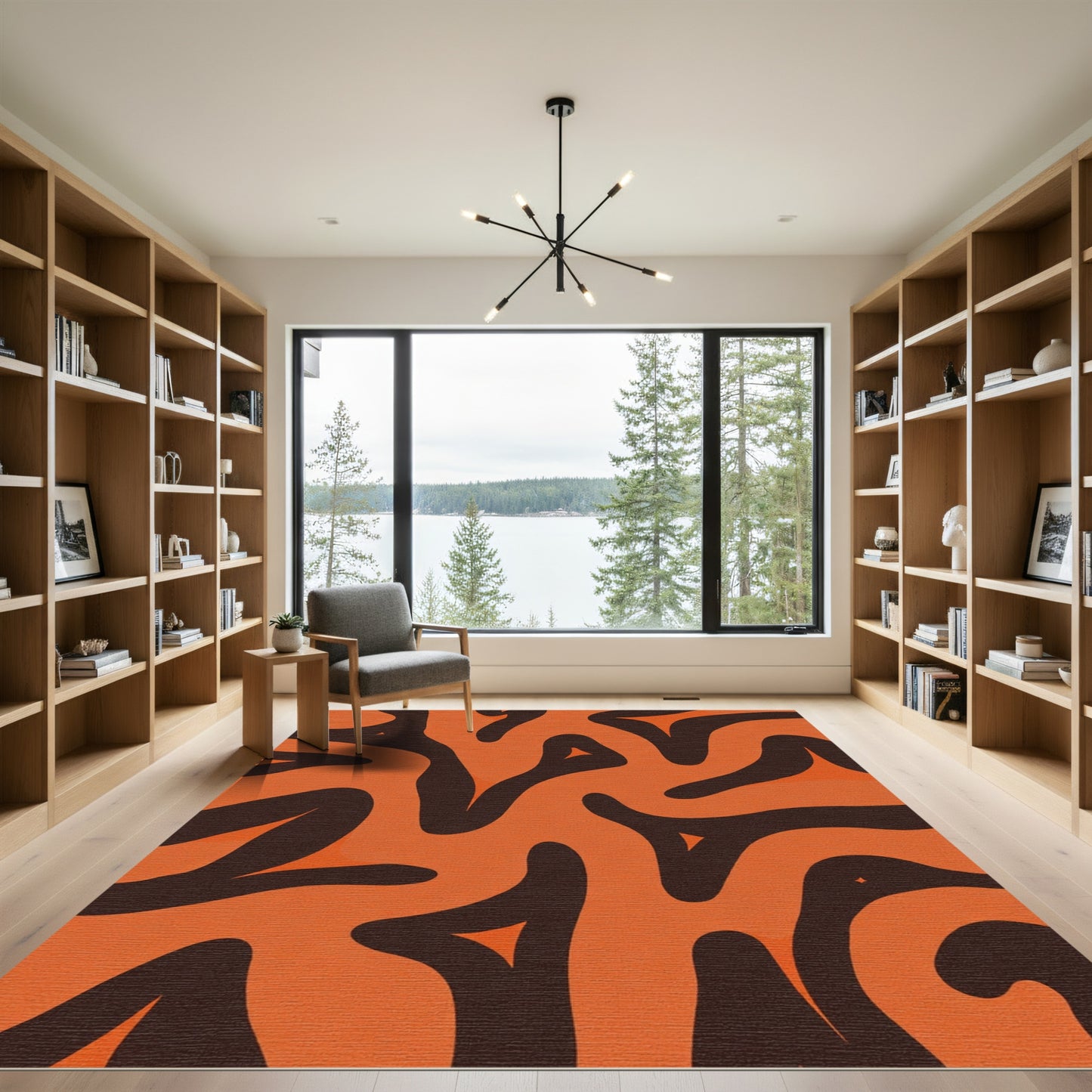 Bold Orange Swirl Tribal Stripes Rug