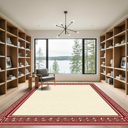 Crimson Chevron Tribal Border Rug