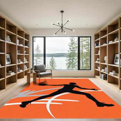 Black Dunker Orange Swoosh Rug