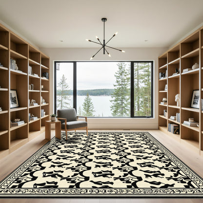 Black Ivory Abstract Arch Motif Rug