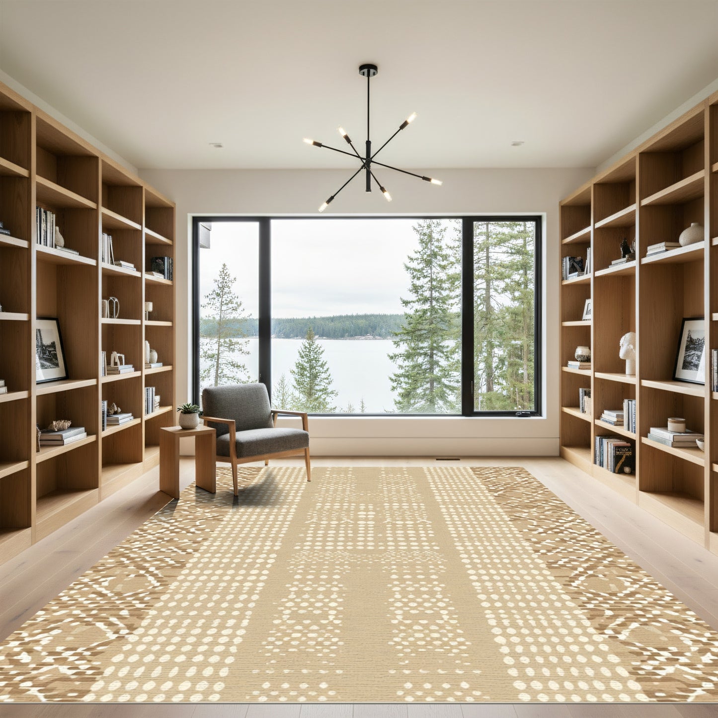 Earthy Tan Dot Stripe Diamond Rug