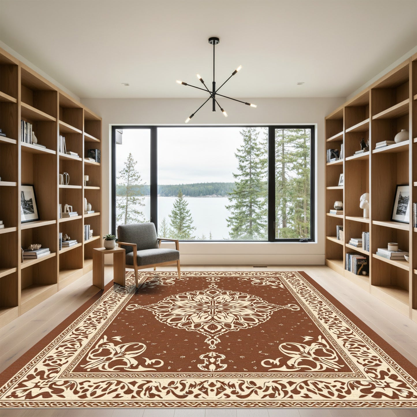 Brown Beige Ornate Medallion Rug
