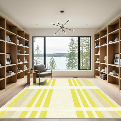 Classic Yellow Stripe Plaid Rug