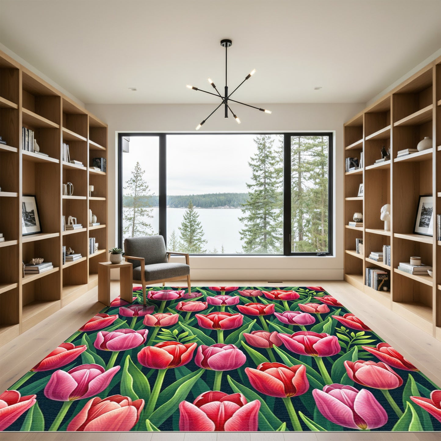 Pink Red Tulip Garden Harmony Rug