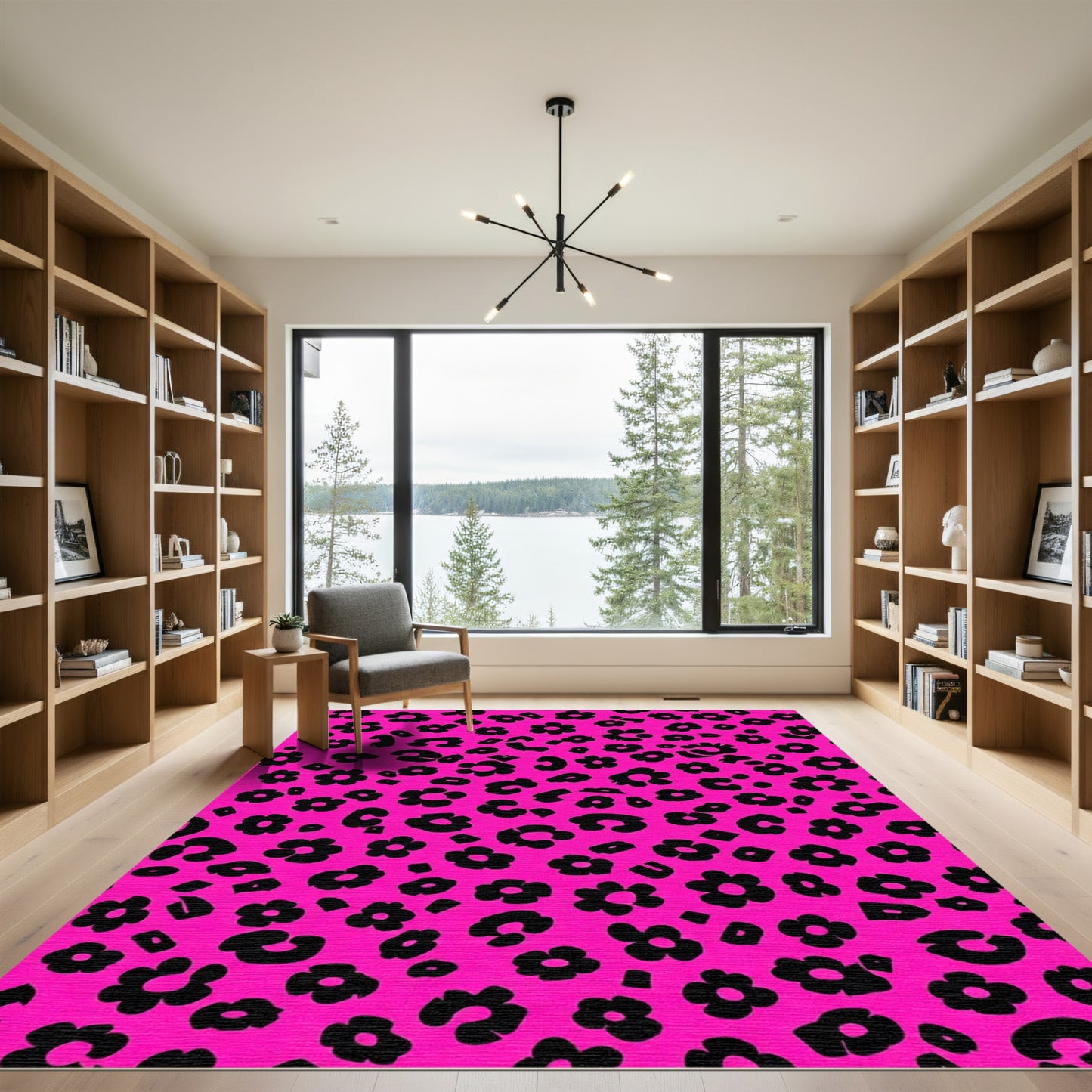 Hot Pink Floral Leopard Mix Rug