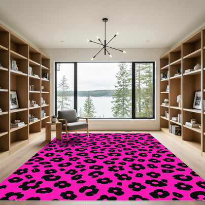 Hot Pink Floral Leopard Mix Rug