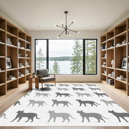 Gray Feline Collection Grid Rug