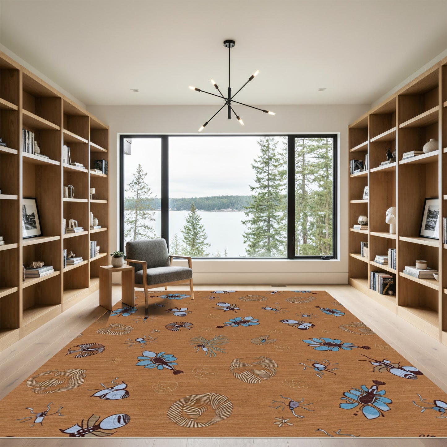 Whimsical Bug Floral Earthy Tones Rug
