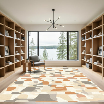 Sandy Beige Abstract Camouflage Rug