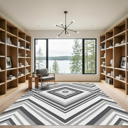 Gray Diamond Chevron Strips Rug