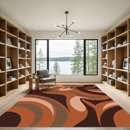 Earthy Tones Swirl Abstract Rug