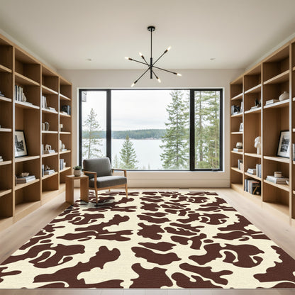 Brown Cream Abstract Animal Hide Rug