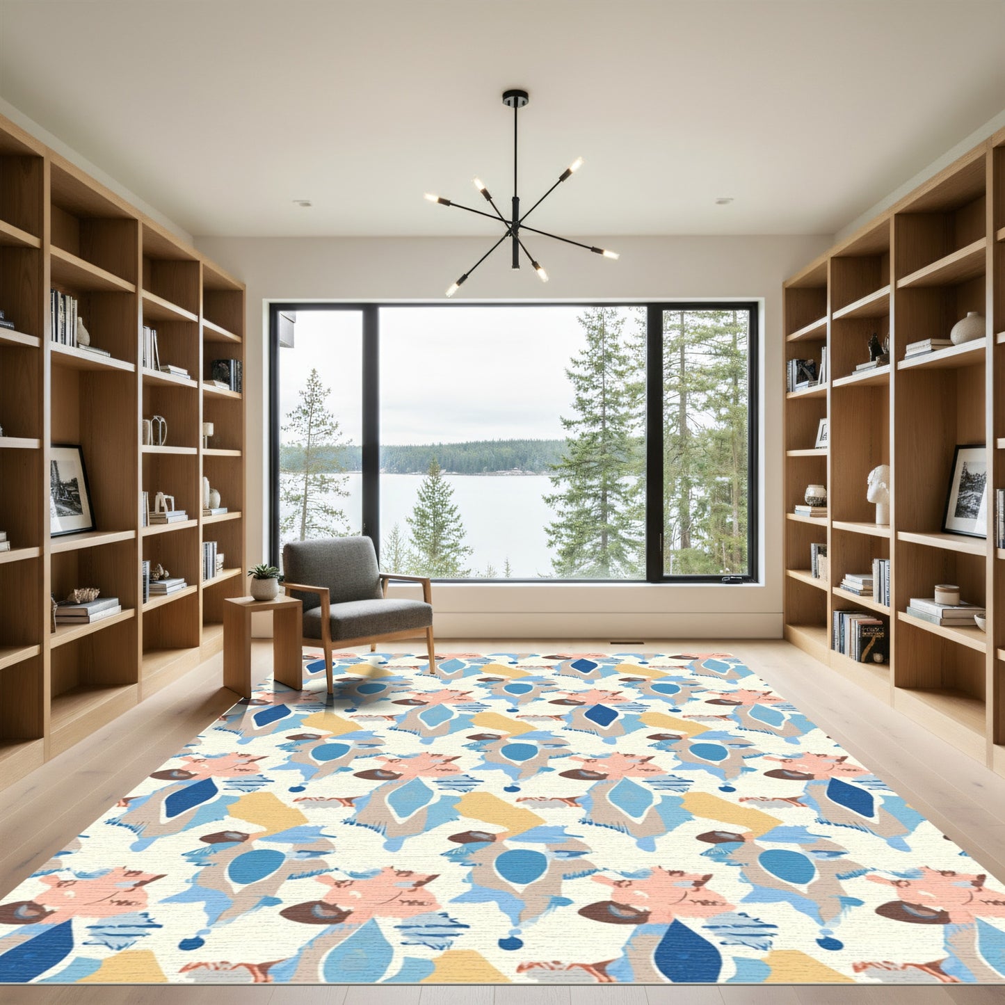 Abstract Soft Pastel Geometric Forms Rug