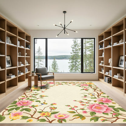 Pink Yellow Blooming Branches Rug