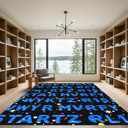 Cosmic Blue Letter Starry Night Rug